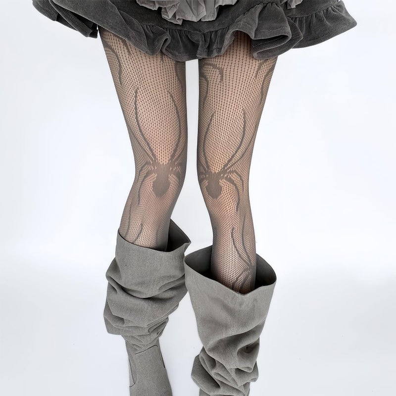 BASEMMAHER Spiders Fishnet Tights Gothic Spider Web Stockings Pantyhose for Women Halloween Cosplay Costume - Image 3